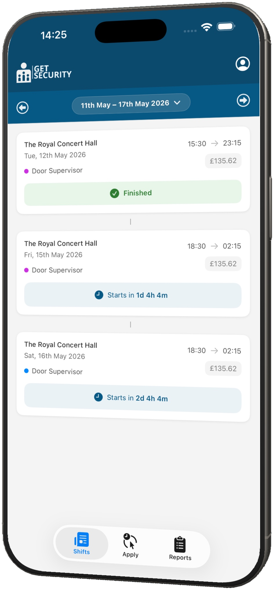 Get Security app shifts screen
